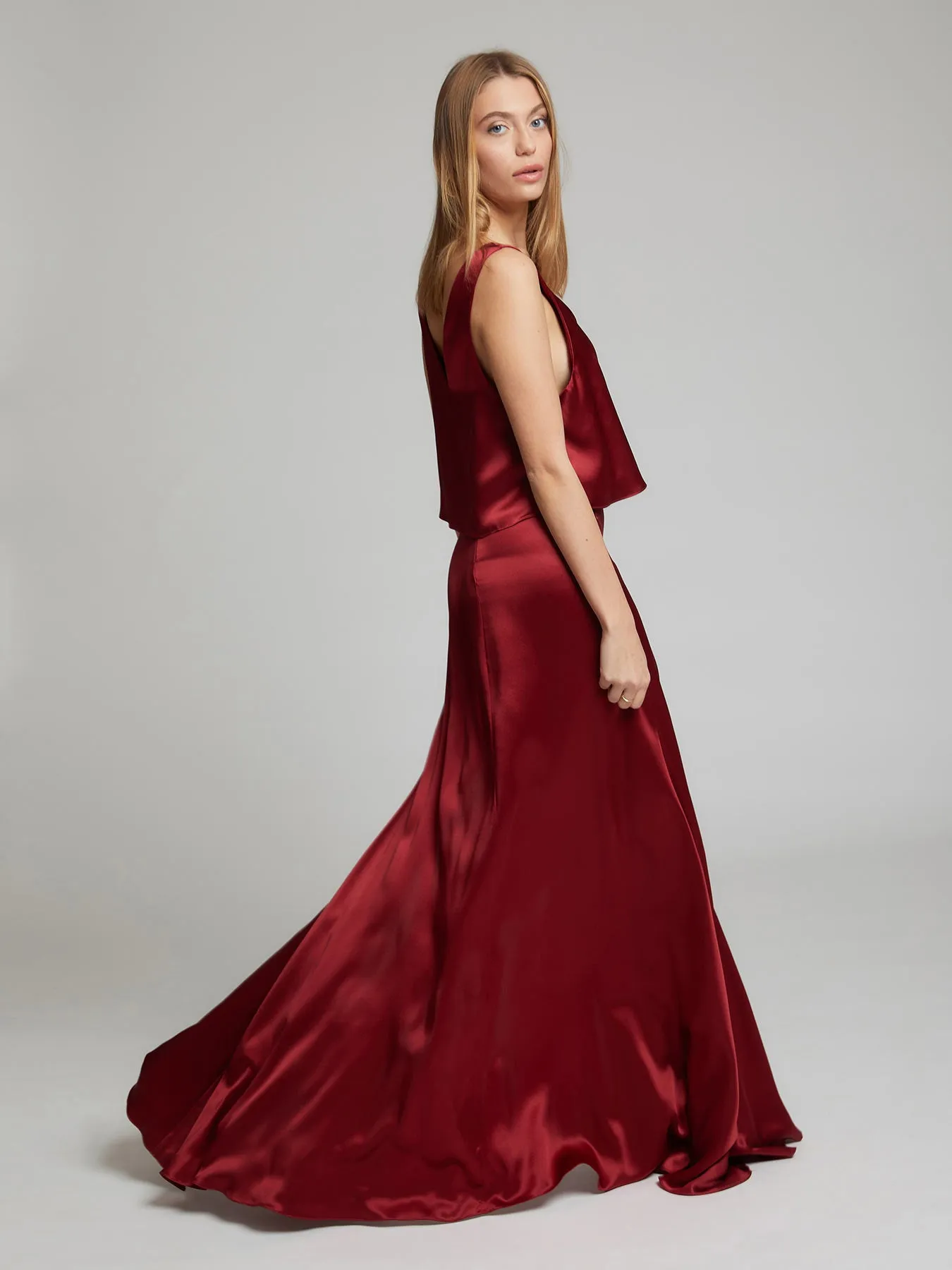 Alma skirt & top set - Deep red