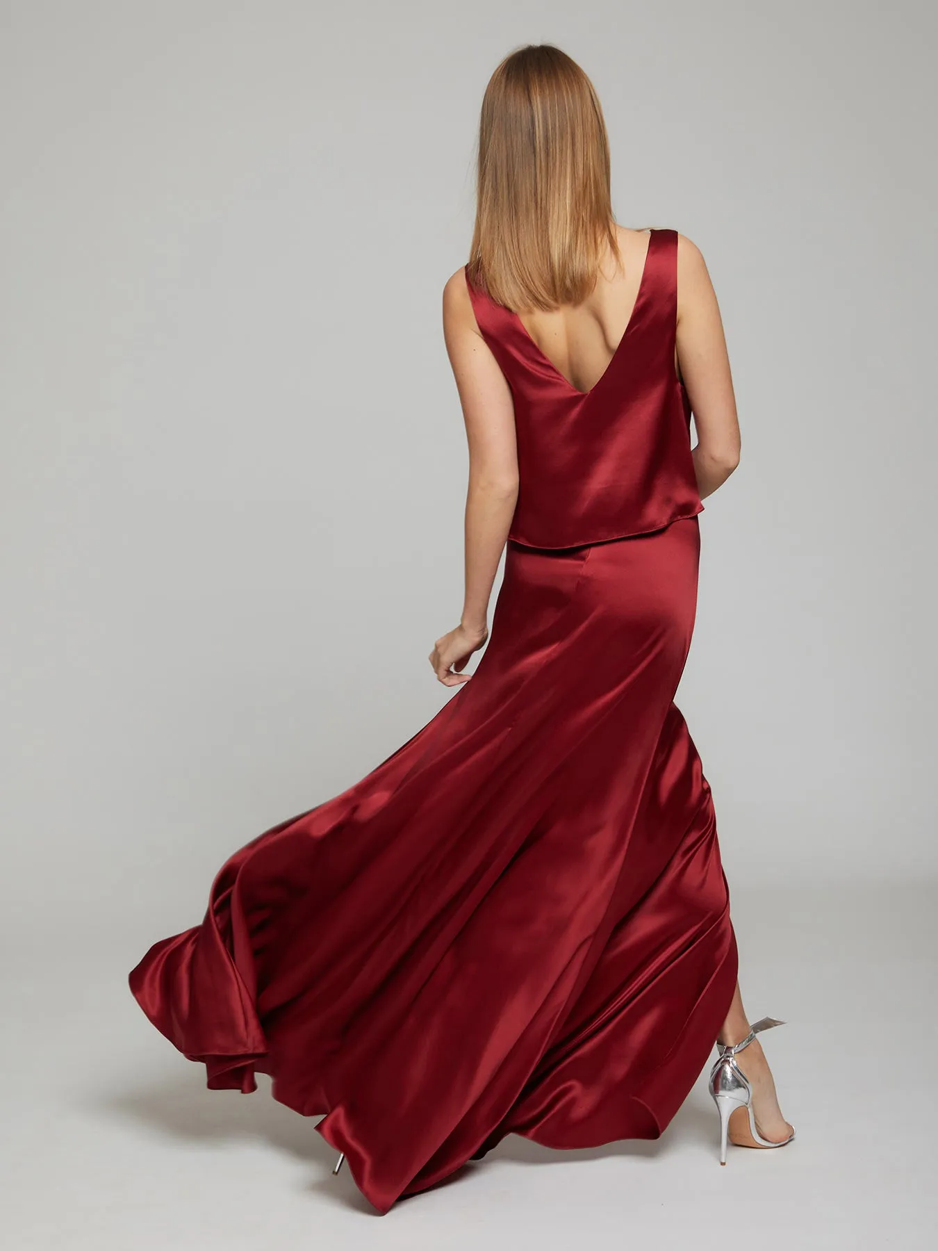 Alma skirt & top set - Deep red