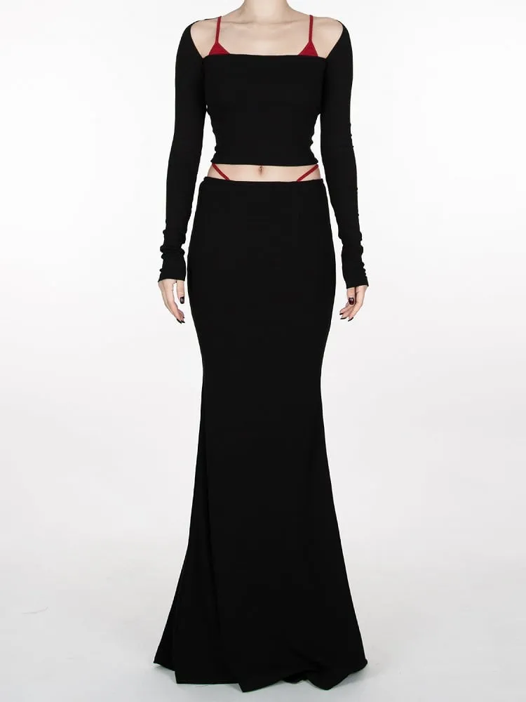 Black Floor Length Glamorous Mermaid Skirt