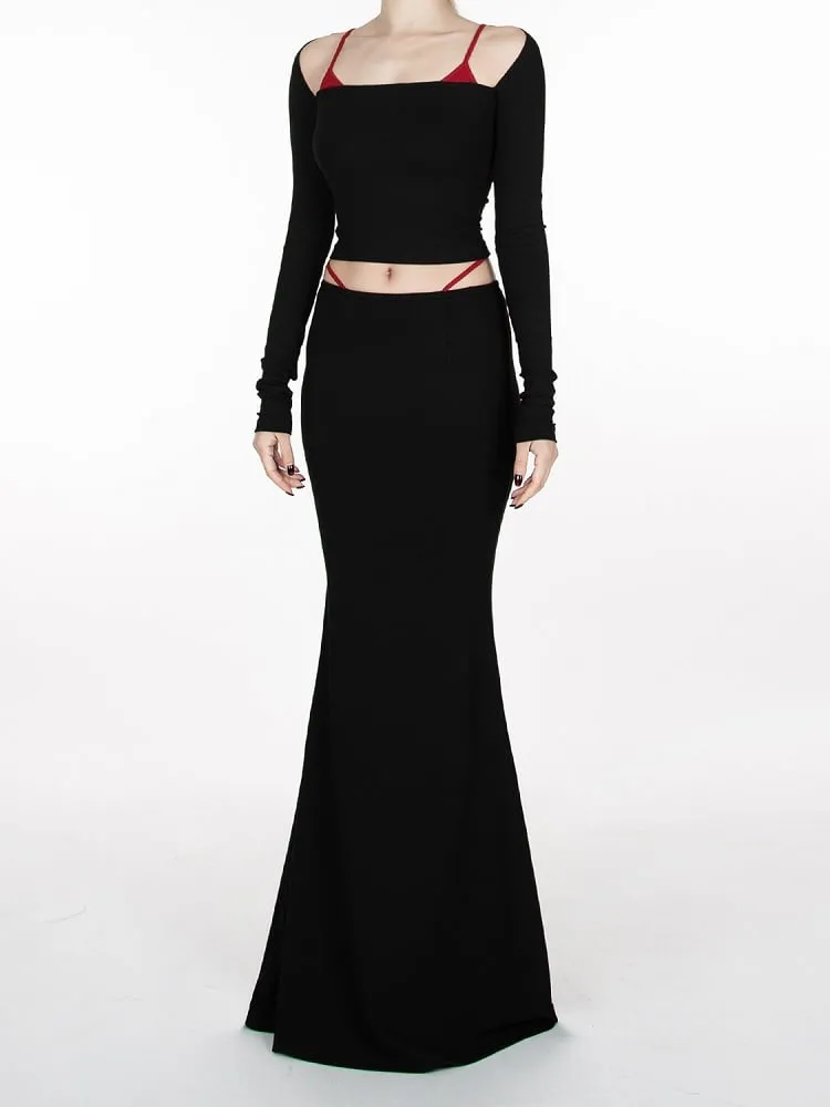 Black Floor Length Glamorous Mermaid Skirt
