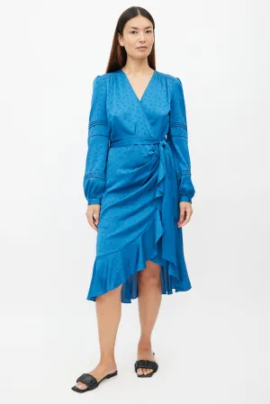 Blue Belted Ruffled Dress