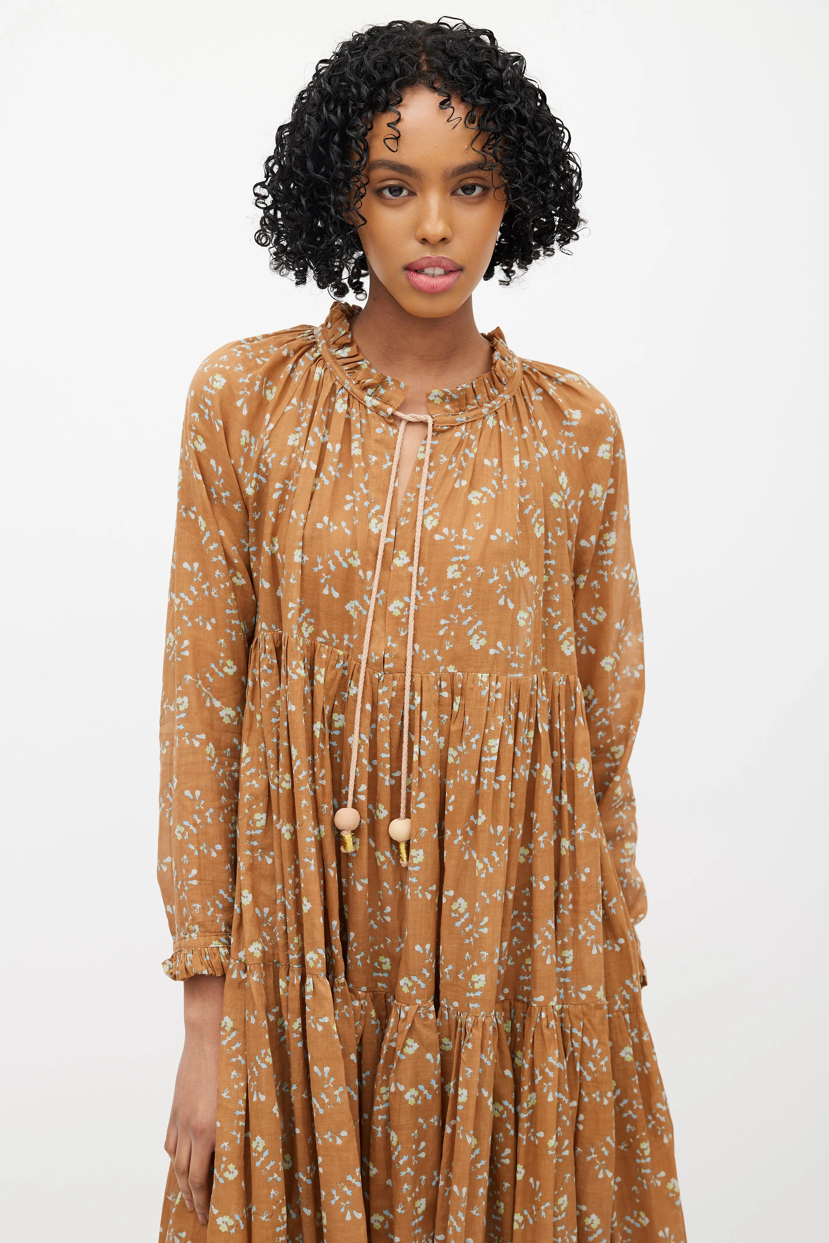 Brown & Multicolour Floral Dress