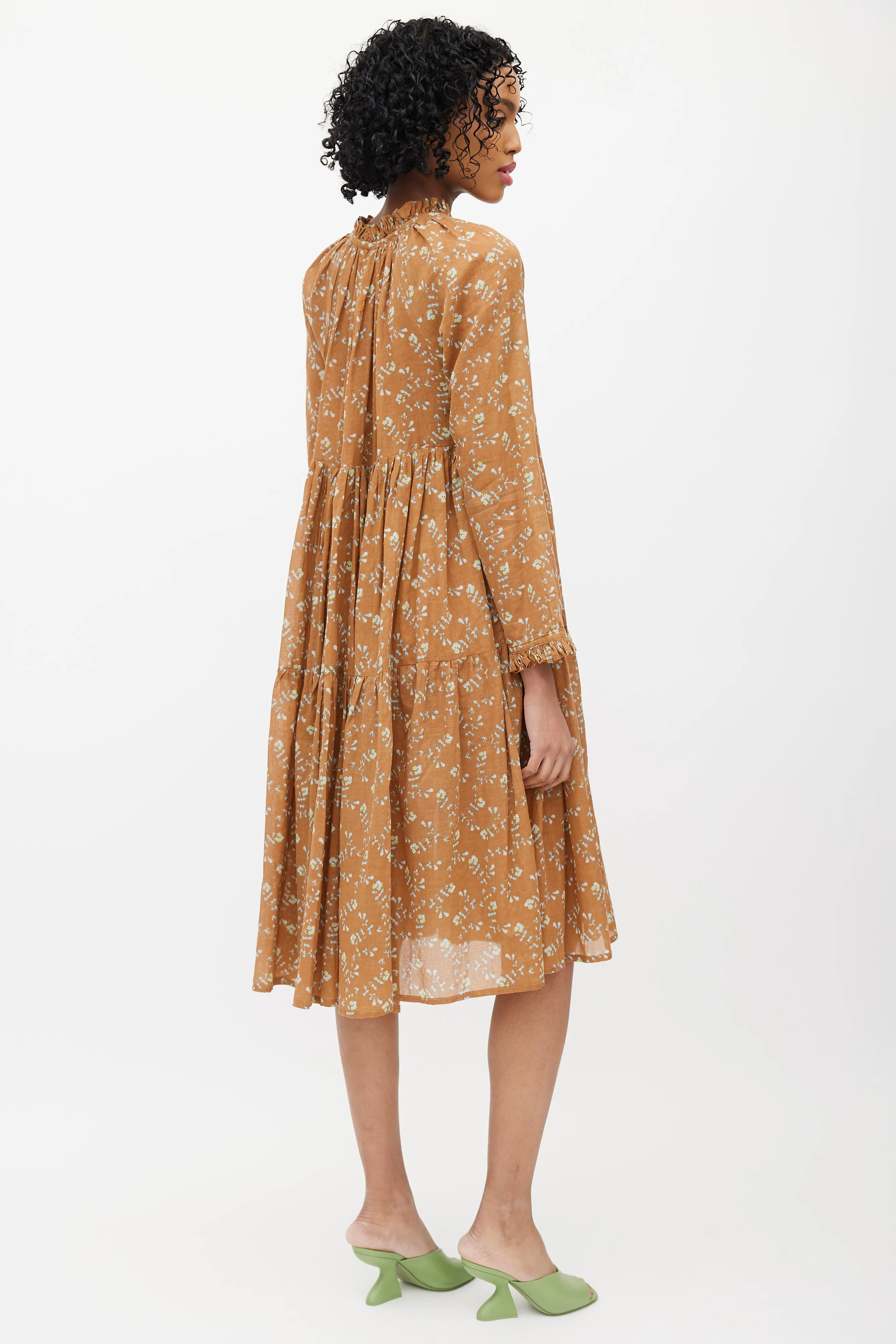 Brown & Multicolour Floral Dress