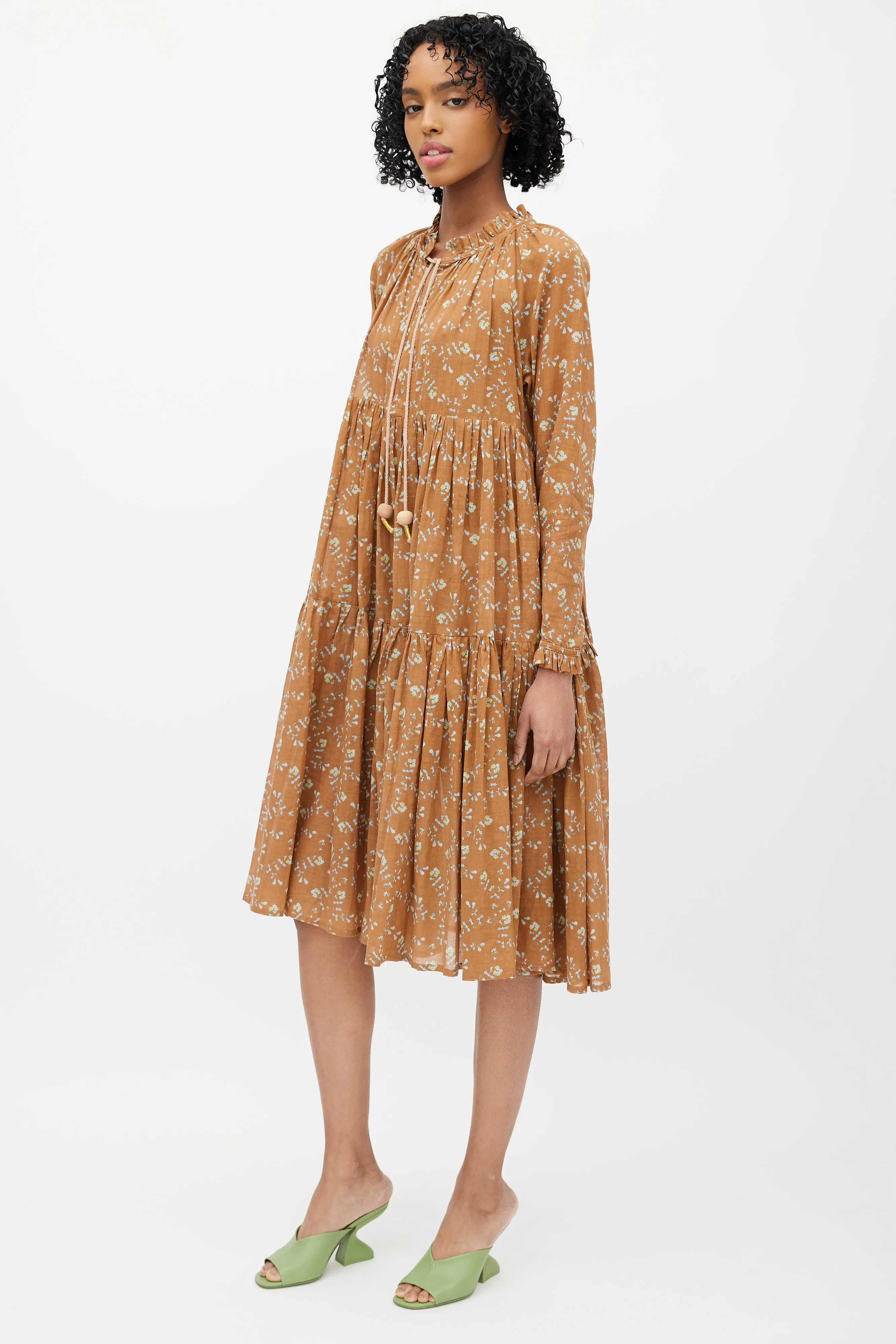 Brown & Multicolour Floral Dress