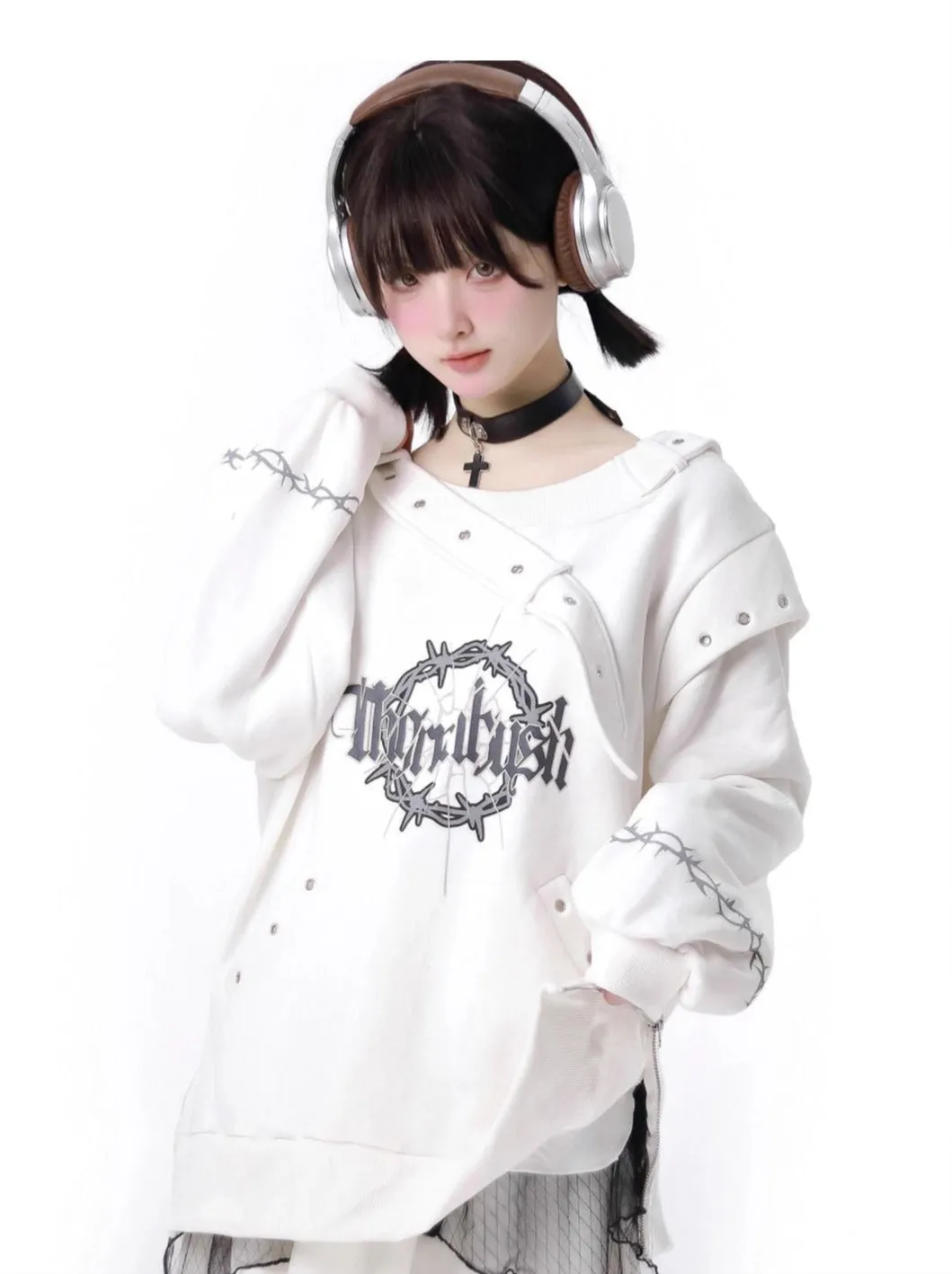 Dark Soon Print Design Sweat Suit Eyelet Trainer   Lace Elegula Skirt
