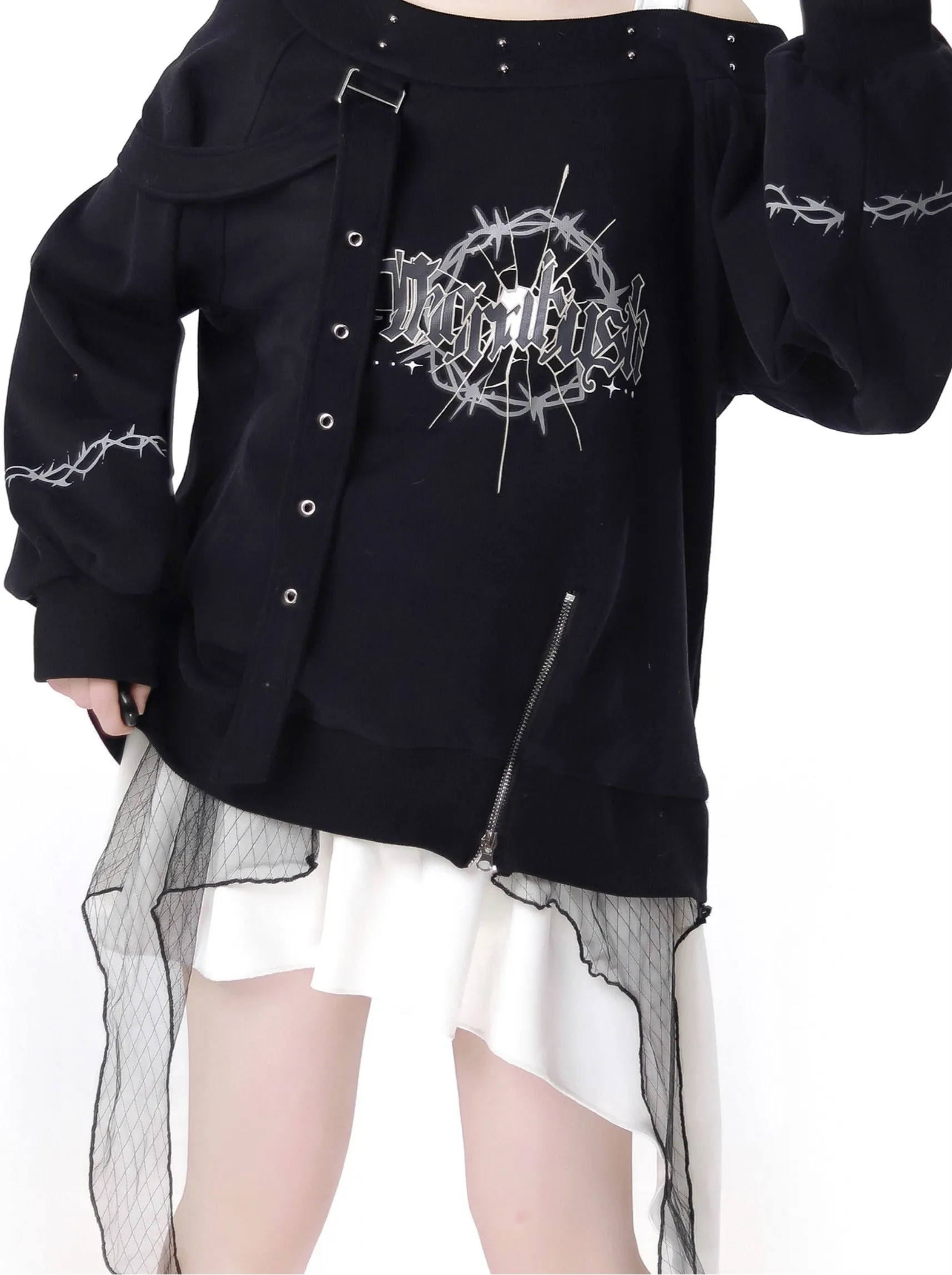 Dark Soon Print Design Sweat Suit Eyelet Trainer   Lace Elegula Skirt