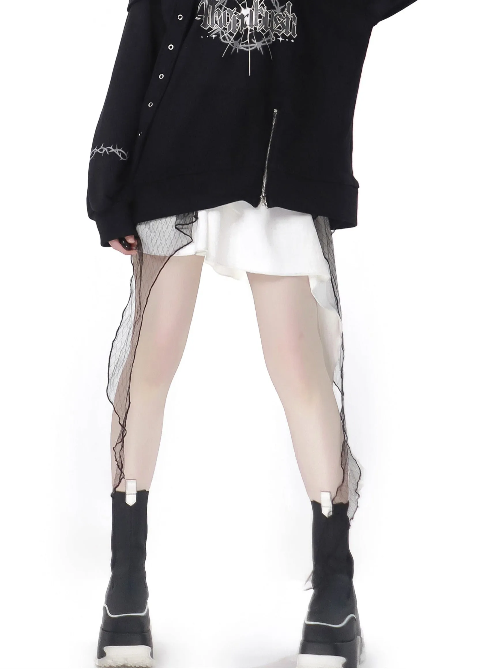 Dark Soon Print Design Sweat Suit Eyelet Trainer   Lace Elegula Skirt