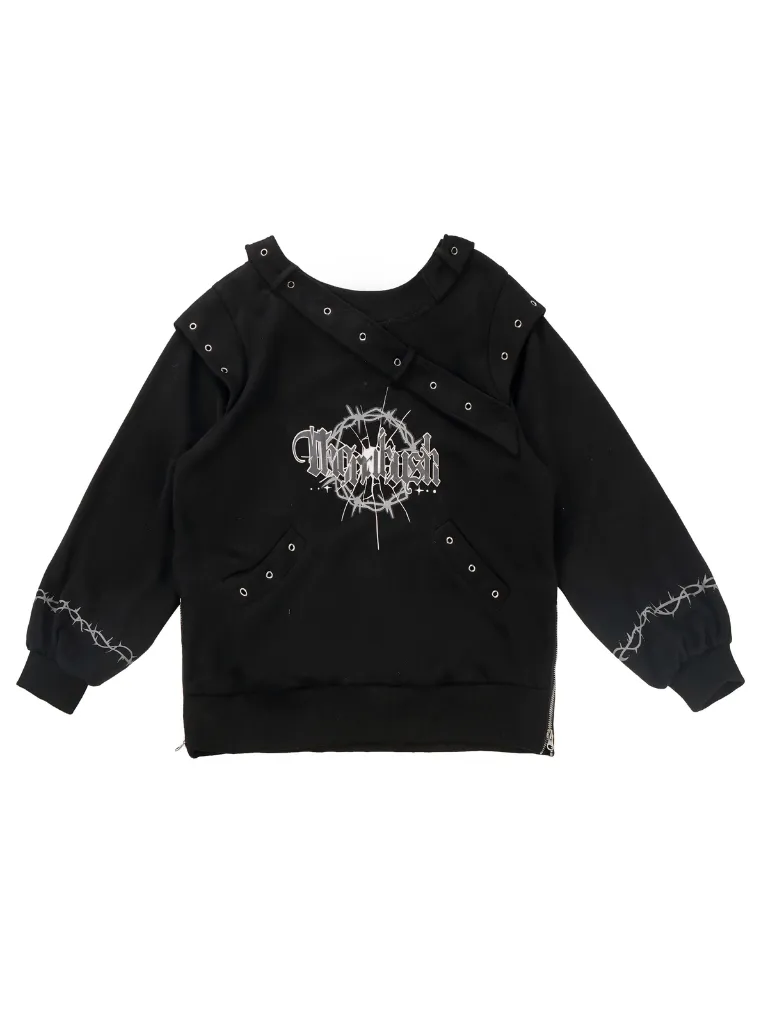 Dark Soon Print Design Sweat Suit Eyelet Trainer   Lace Elegula Skirt