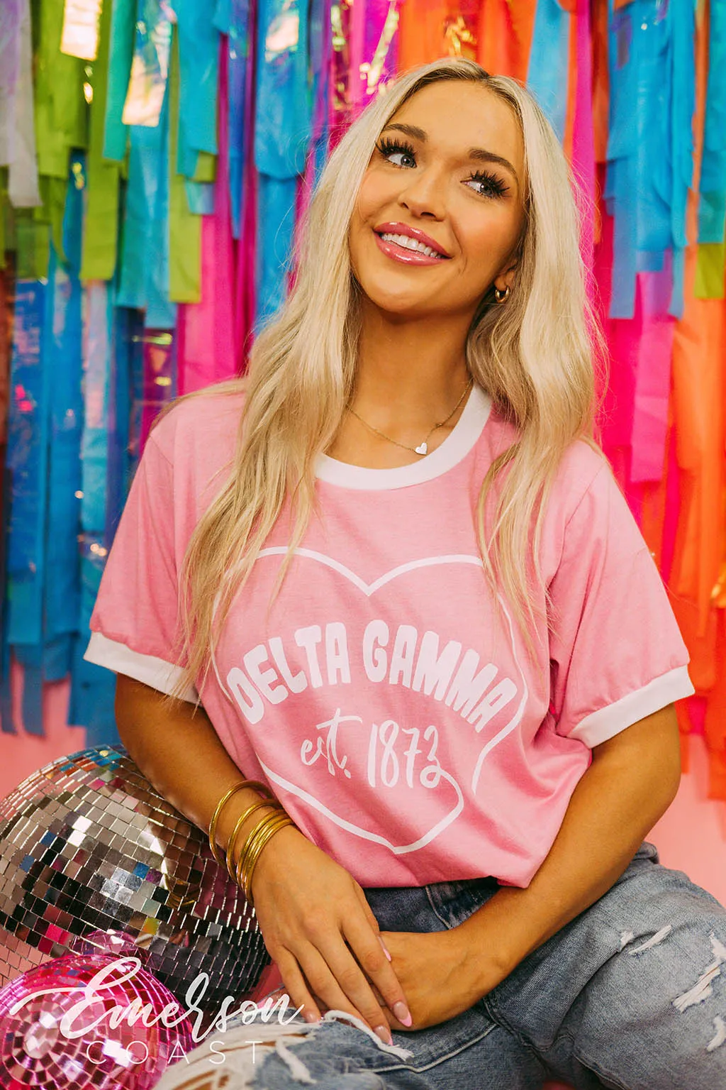 Delta Gamma Recruitment Simple Heart Pink Ringer