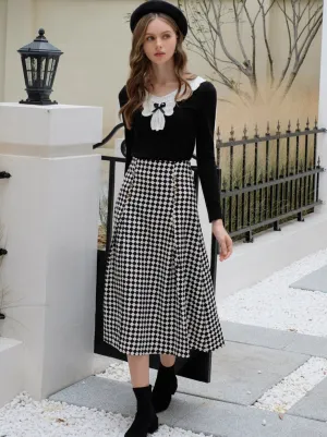 Design Lace Diamond Ribbon   Top Check Skirt