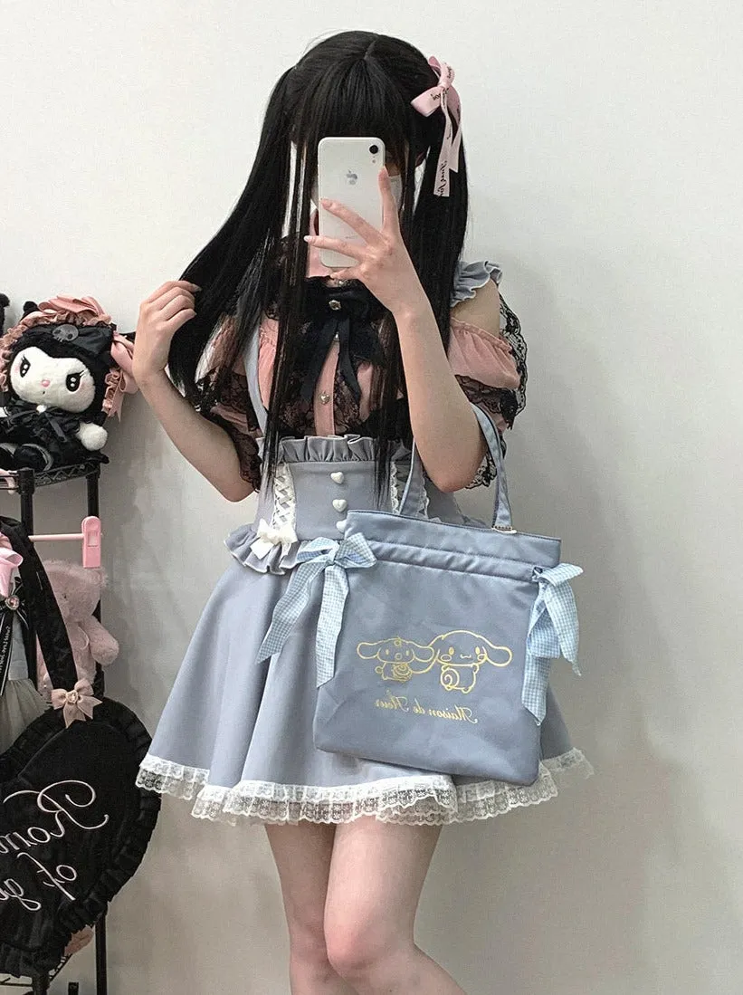Frill Shoulder Strap Love Back Lace Skirt