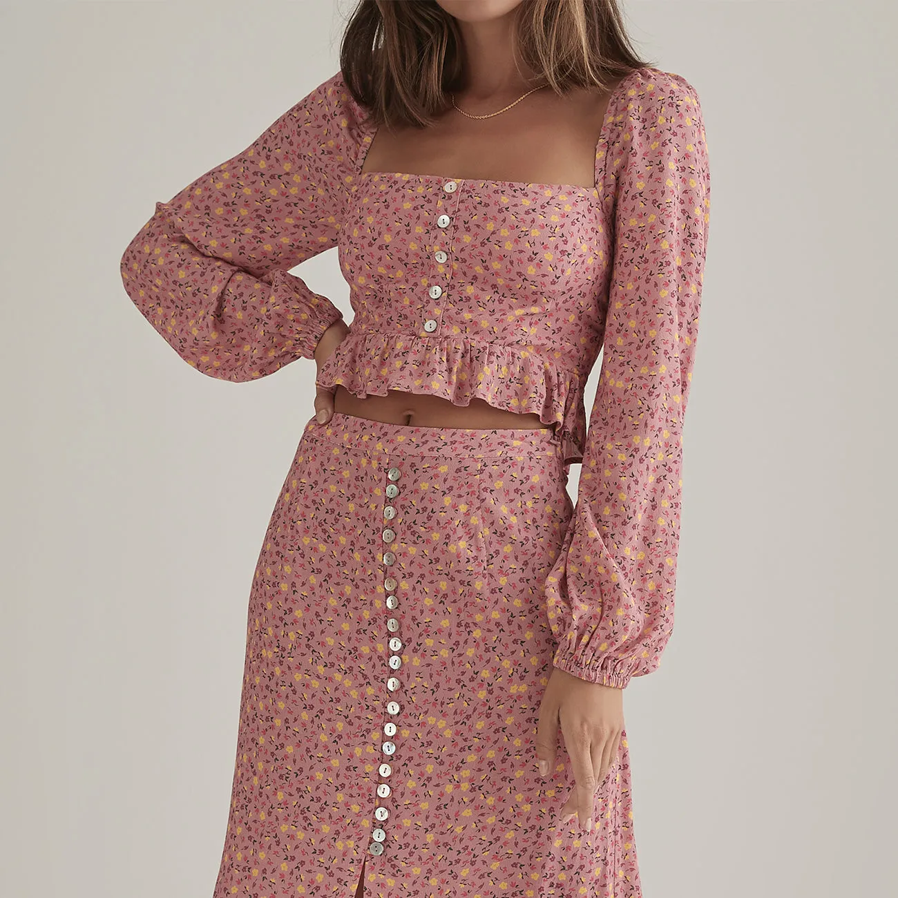 Jalda Top - Pink Ditsy Floral