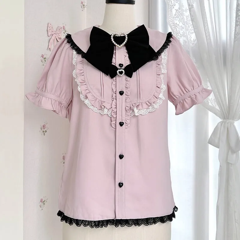 Jirai Kei Love Forbidden Songs Frilly Blouse And Lace Trim Skirt
