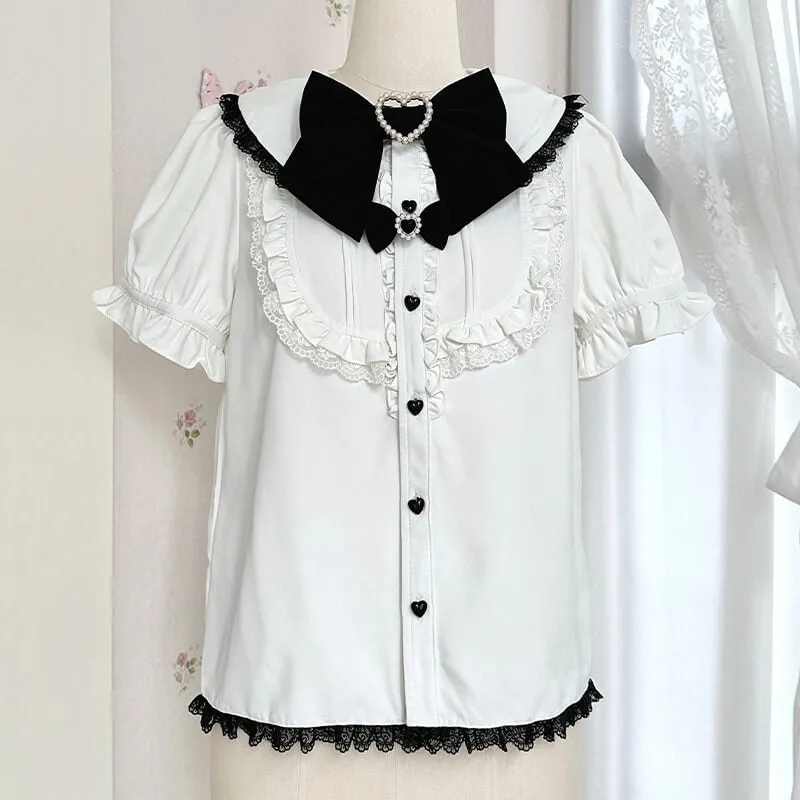 Jirai Kei Love Forbidden Songs Frilly Blouse And Lace Trim Skirt