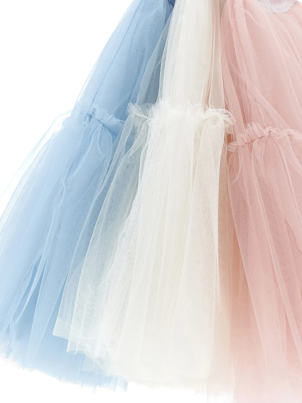 MONNALISA Pink Silk-touch tulle skirt