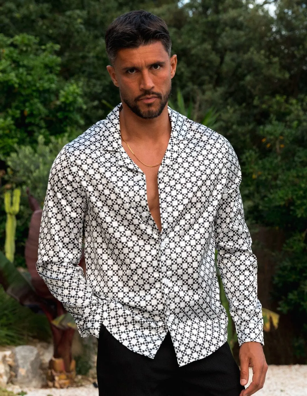 Monochrome Block Printed Long Sleeve Shirt