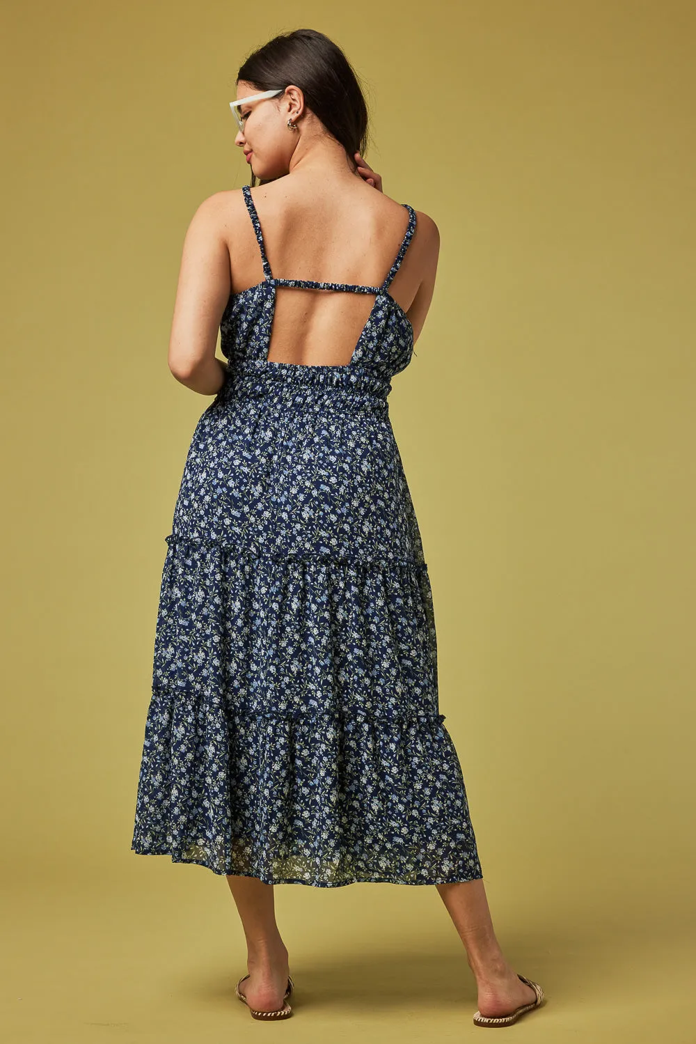 Navy Ditsy Midi Dress