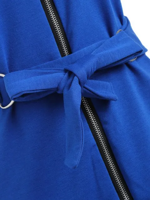 Noble Ruffle Front Zip Bodycon Dress