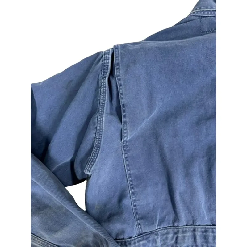 Retro Gulf OIL 40s VTG Loev Bros Shop Coat Sz 44 Uniform Blue Mechanics