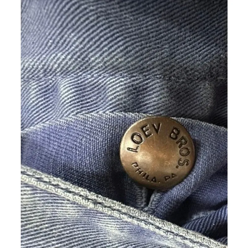 Retro Gulf OIL 40s VTG Loev Bros Shop Coat Sz 44 Uniform Blue Mechanics