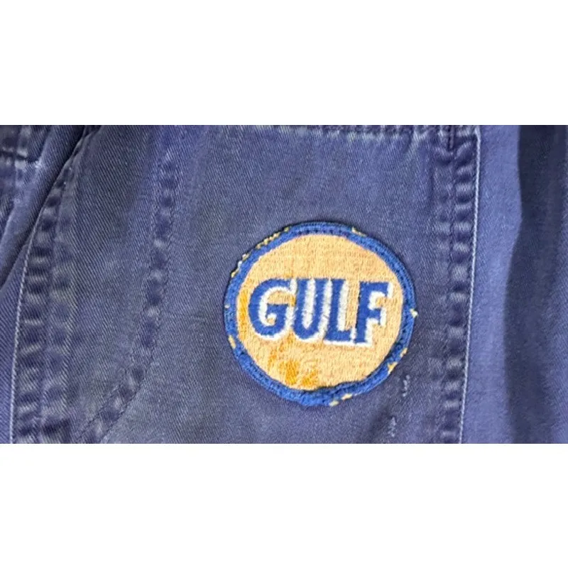 Retro Gulf OIL 40s VTG Loev Bros Shop Coat Sz 44 Uniform Blue Mechanics