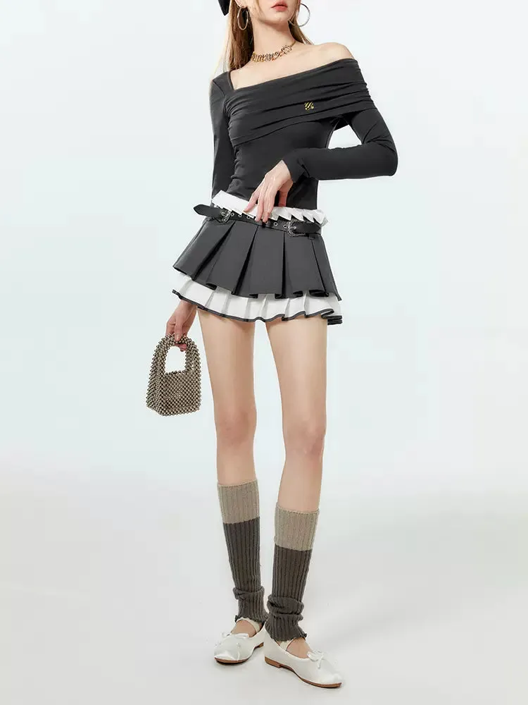 Rise Pleats Lace Skirt Millennia Low