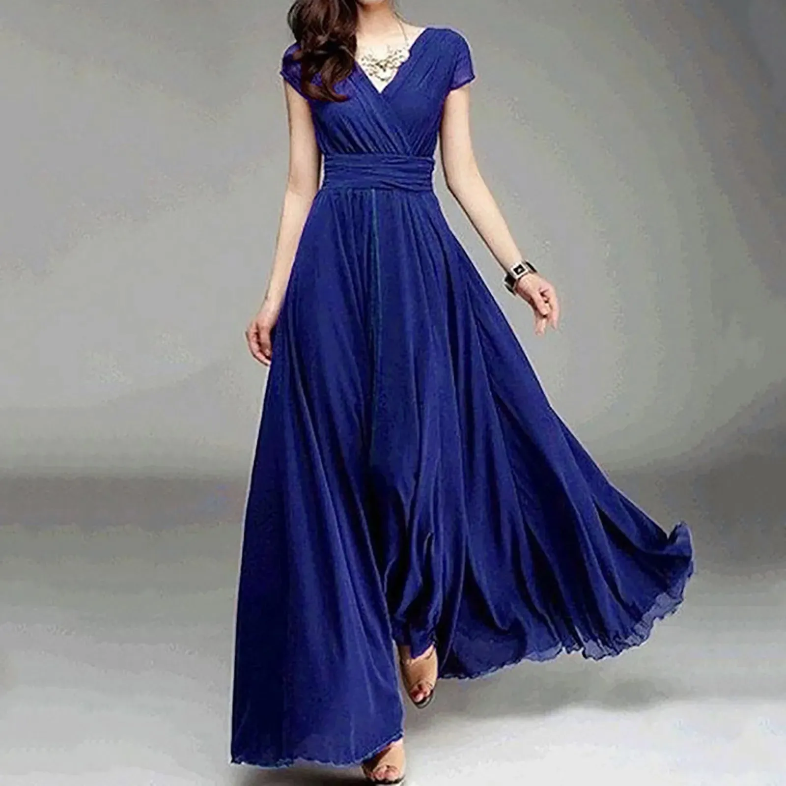 Short Sleeve Noble Slender Popularity Chiffon Evening Casual Fashion Dress