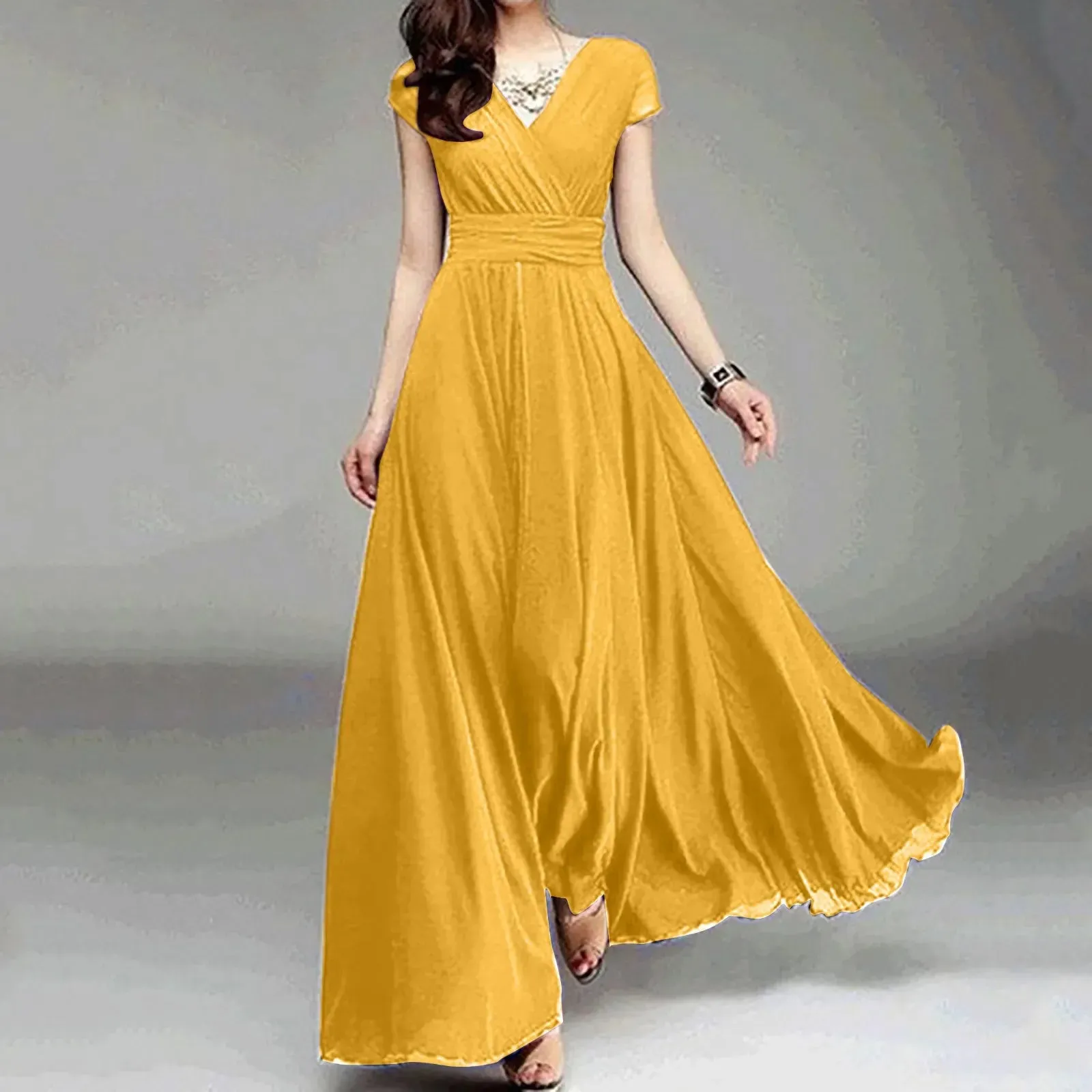 Short Sleeve Noble Slender Popularity Chiffon Evening Casual Fashion Dress