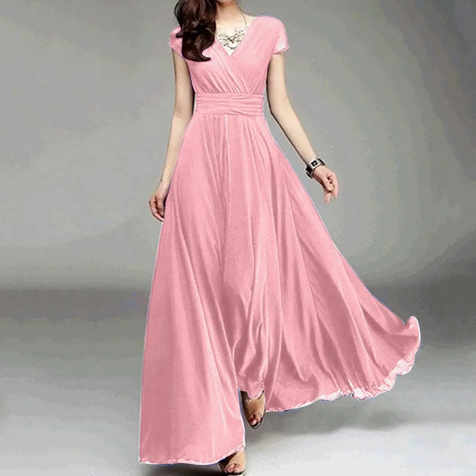 Short Sleeve Noble Slender Popularity Chiffon Evening Casual Fashion Dress