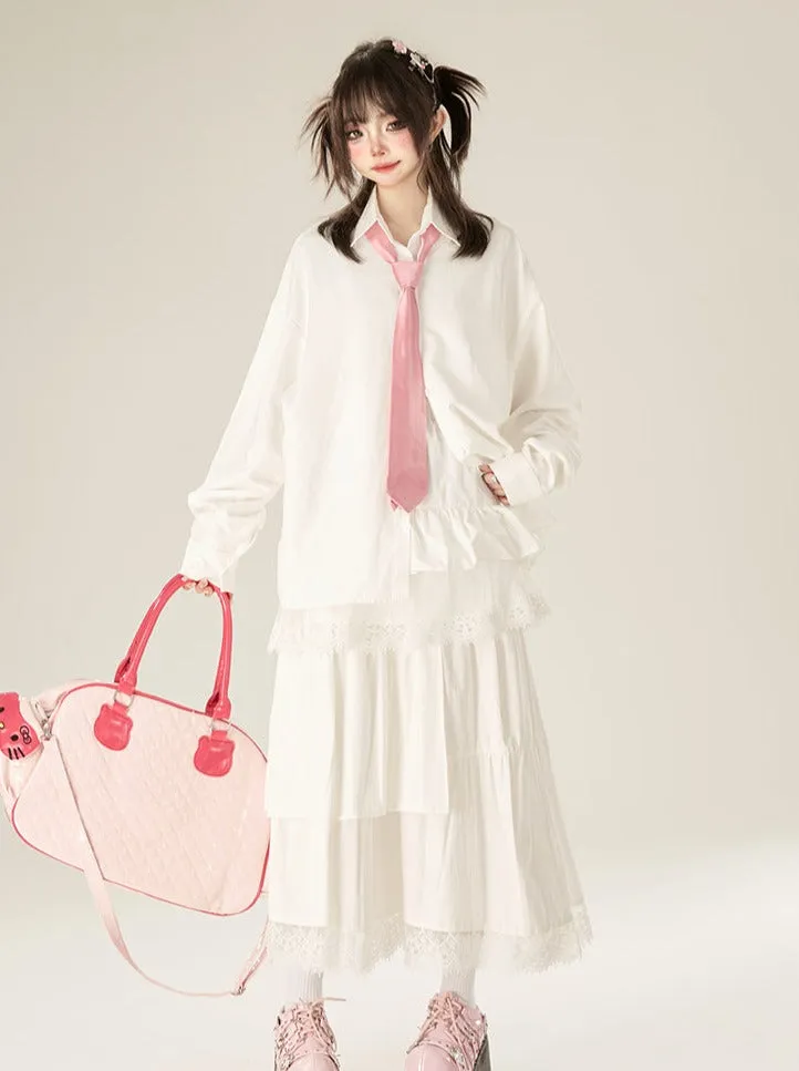 Skirt Cake Lace White Pure