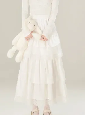 Skirt Cake Lace White Pure