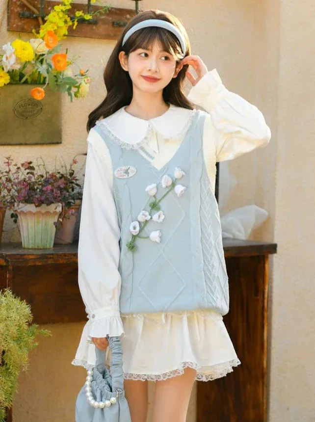 Sweet Cake Drawstring Lace Skirt