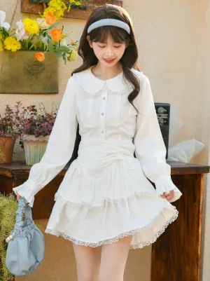 Sweet Cake Drawstring Lace Skirt