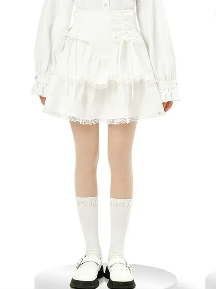Sweet Cake Drawstring Lace Skirt