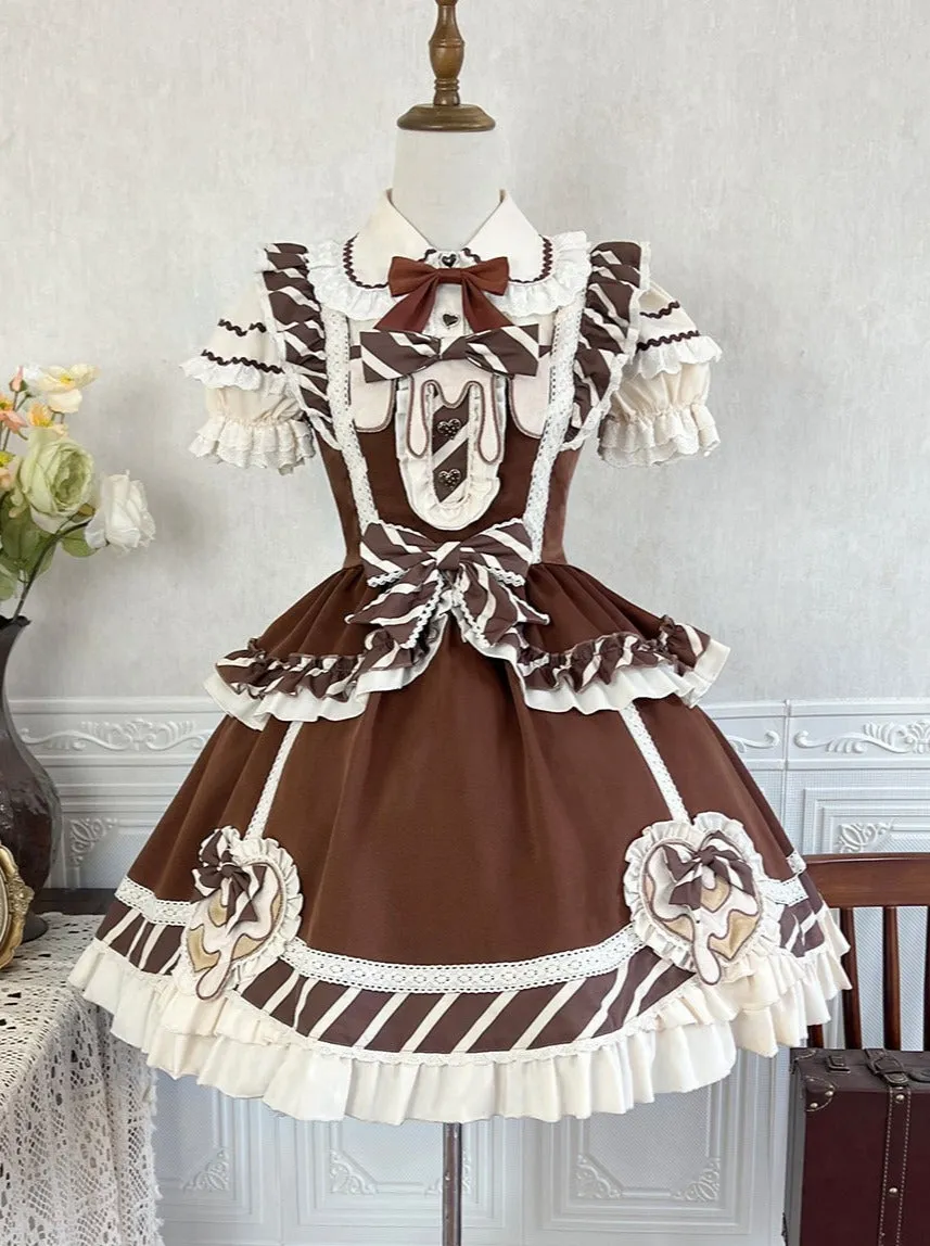 Sweet Ruffle   Blouse Skirt Arm Chocolate Warmers   Lace Ribbon Catsuit   Short Lolita