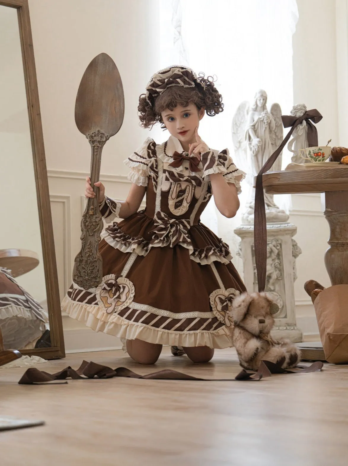 Sweet Ruffle   Blouse Skirt Arm Chocolate Warmers   Lace Ribbon Catsuit   Short Lolita