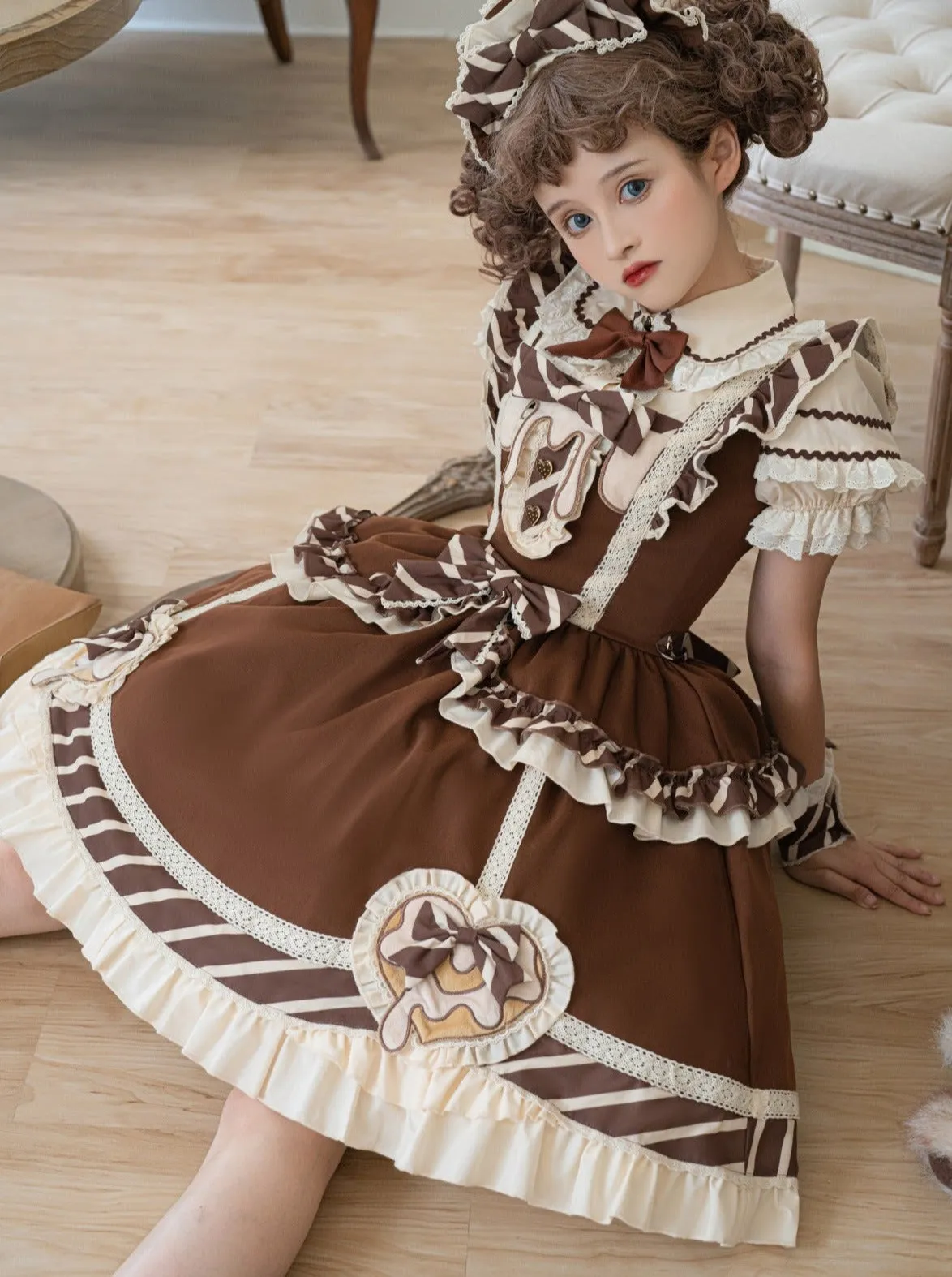 Sweet Ruffle   Blouse Skirt Arm Chocolate Warmers   Lace Ribbon Catsuit   Short Lolita