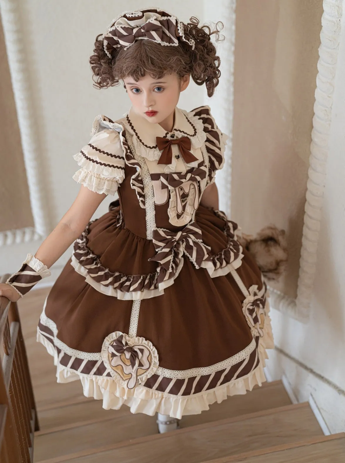 Sweet Ruffle   Blouse Skirt Arm Chocolate Warmers   Lace Ribbon Catsuit   Short Lolita