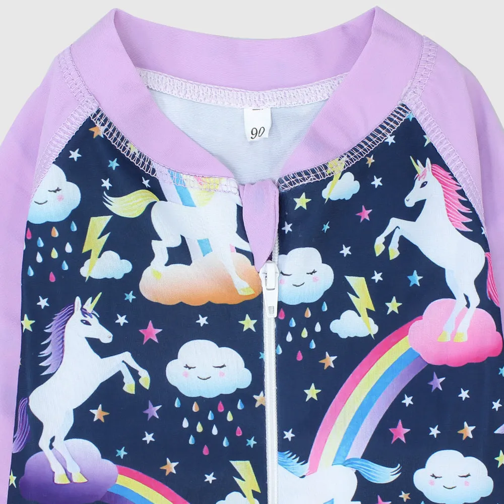 Unicorn One-Piece Long-Sleeved Swimsuit