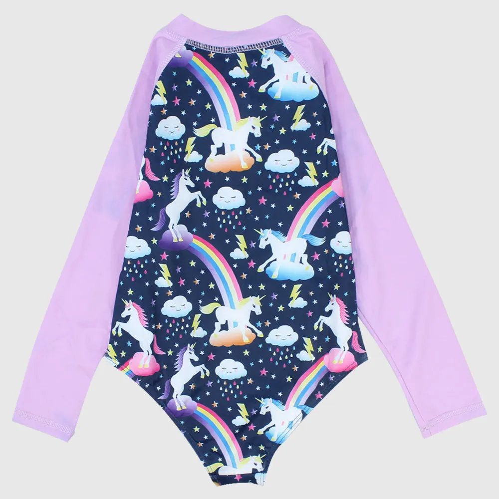 Unicorn One-Piece Long-Sleeved Swimsuit