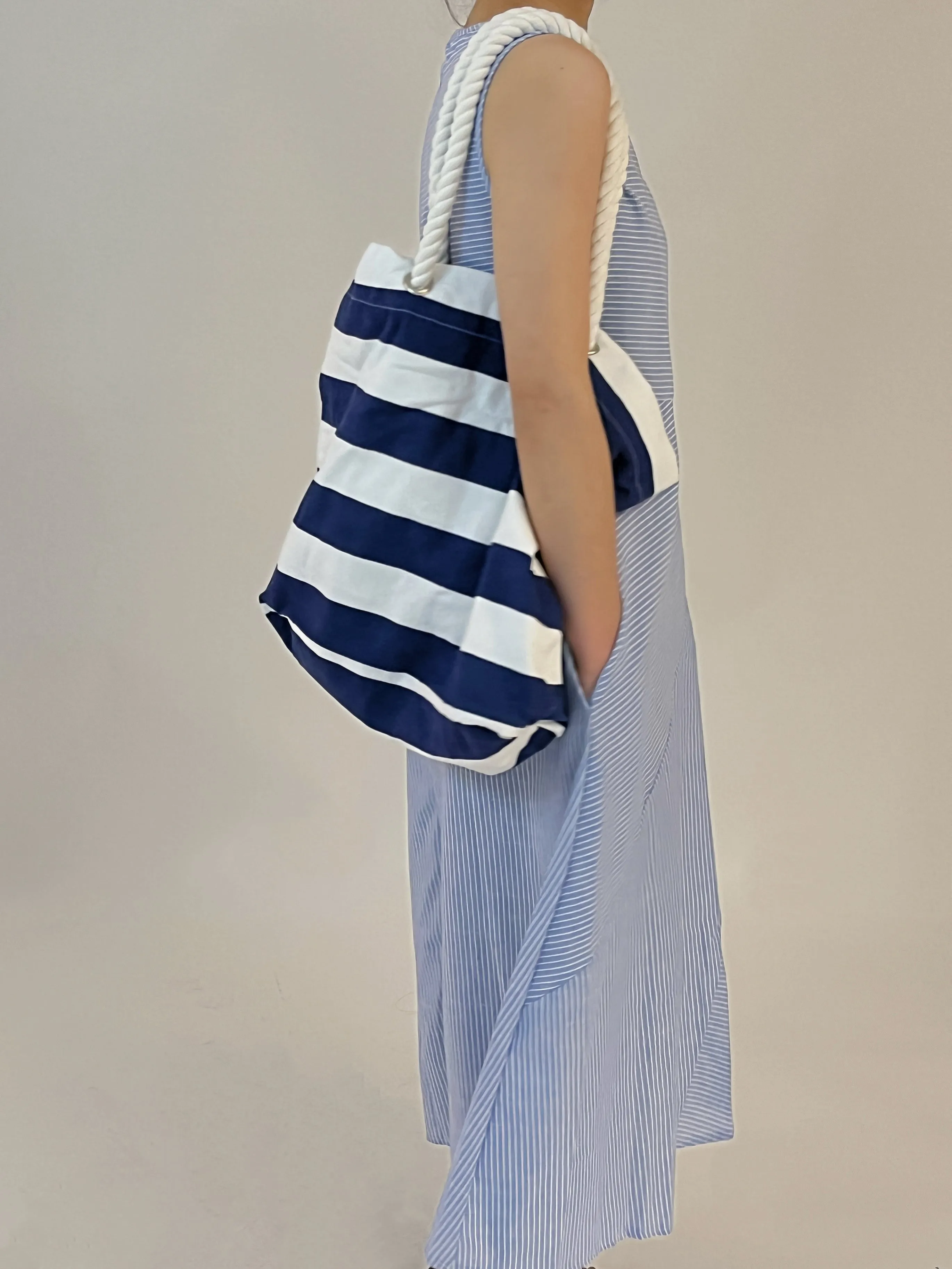 Women's Cotton Sleeveless Blue Striped Dress by Kaja Clothing - Sonny Dress