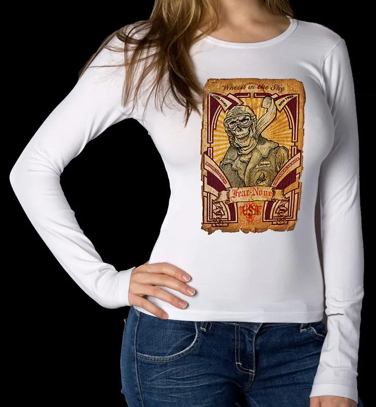 Womens White Skull Pilot Rider (Long Sleeve)